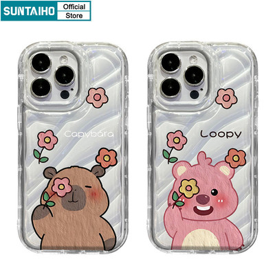 Suntaiho Ốp lưng Iphone Hàn quốc Đẹp trong suốt in hình độc lạ Dễ Thương Vỏ Hoa Họa Tiết Capybara Ốp Điện Thoại TPU Mềm Cao Cấp Chống Sốc Cho Iphone 15 14 12 13 11 Pro Max IP 7 8 Plus Iphon X Xs XR Xs Max Ốp Lưng