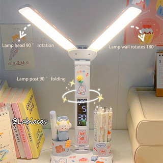 Đèn bàn ký túc xá sinh viên bàn học đặc biệt Đồng hồ báo thức dễ thương tích hợp đèn đọc sách đầu giường gấp