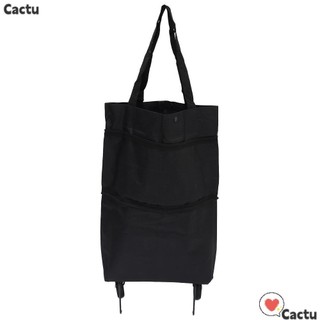 Túi mua sắm CACTU có bánh xe, Giỏ hàng tạp hóa màu đen, Túi xe đẩy tiện ích kéo tay Mua sắm
