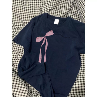 Áo thun NBOT nơ áo thun nữ form rộng áo thun gonz fashion cổ tròn in hinh ulzzang 100% cotton-Y1373 20240702