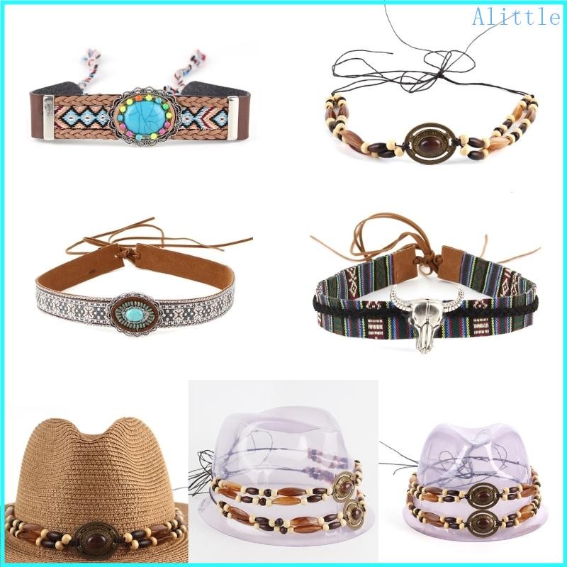 Alia Western Hat Belt DIY Western Đính Hạt Hatband Mũ Cao Bồi Ban Nhạc Người Mỹ Bản Địa Mũ Ban Nhạc 