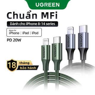   Cáp CtoL  Cáp Sạc Nhanh UGREEN USB-C to L đạt MFi thích hợp iP14 trở xuống - US304 