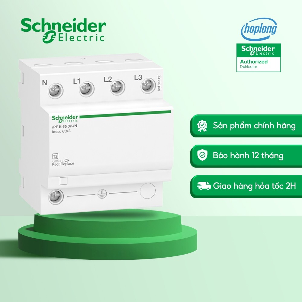 Chống sét lan truyền Schneider A9L15586 3P+N dòng Acti9 dòng cắt 65kA