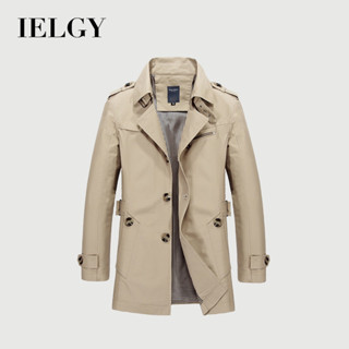 IELGY Áo khoác nam thường ngày áo khoác công sở cotton dài vừa phải áo khoác rãnh
