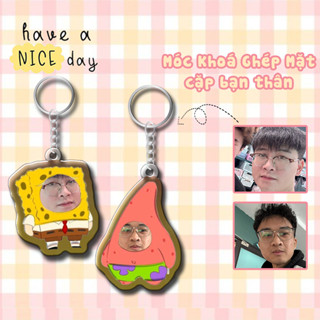  Móc Khoá Ghép Mặt Cặp Đôi Bạn Thân SpongeB0b Patrick's St4r Cute Trang Trí Túi Sách Cặp Sách 