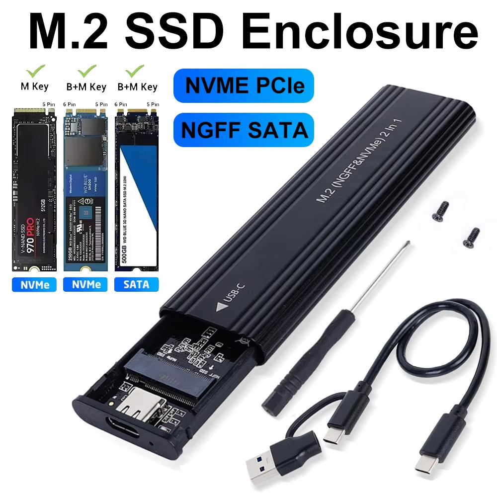 Ốp lưng SSD M2 NVME SATA Giao thức kép M.2 sang USB Type C Bộ chuyển đổi vỏ SSD NVME SATA SSD Disk B