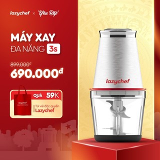 Máy xay đa năng 3s lazychef - máy xay thịt 4 lưỡi, cối thủy tinh chịu lực dung tích 600ml, công suất 300w