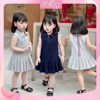 Váy đầm CS85 sát nách sọc thẳng xếp ly cho bé gái