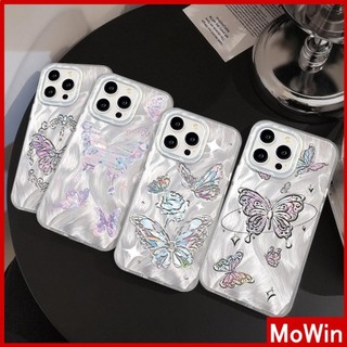 Mowin - Dành cho iPhone 11 15 Pro Max vỏ Iphone Lông bạc Vỏ mềm trong suốt ba chiều Laser sang trọng TPU bướm đầy màu sắc Tương thích với iPhone 14 13 Pro Max 12 Pro Max 11 XR XS 7 8 Plus