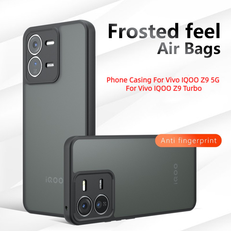 Ốp Lưng Cứng Mờ Mờ Màu Đen Trong Suốt Cho Vivo IQOO Z9 Turbo X100 Pro IQOO 12 Pro Neo 9 Pro V30 Lite V29E Y100 5G Y200E S17 S18 Vỏ Điện Thoại Túi Khí Chống In Ngón Tay