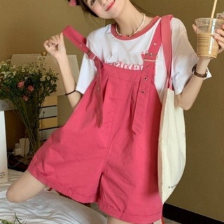 Quần yếm ngắn dáng rộng dễ thương Hàn Quốc dành cho nữ, Quần yếm thông thường Quần Short ống rộng Thời trang Phong cách năng động