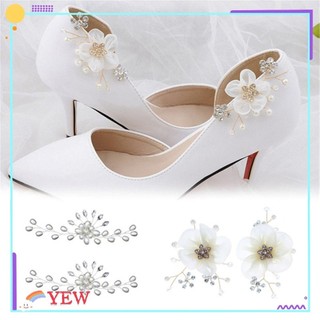 Set 2 Phụ Kiện Kẹp Giày Đính Đá Và Ngọc Trai Nhân Tạo Sáng Bóng Xinh Xắn
