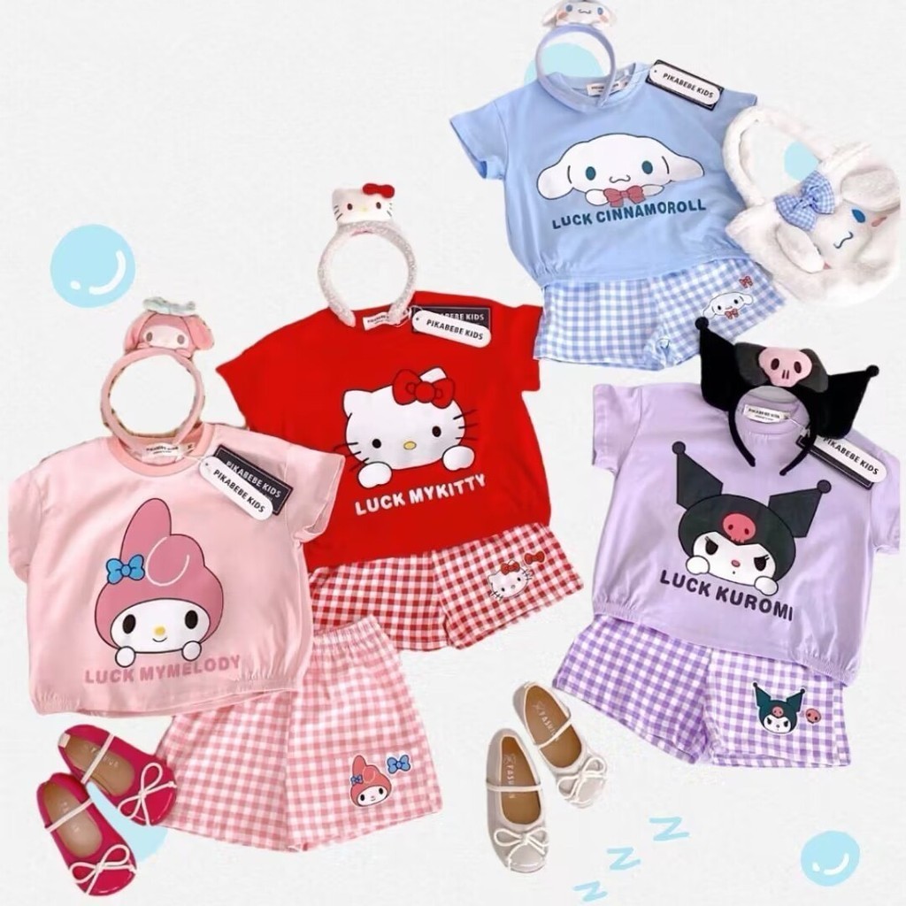 [Có sẵn] Bộ đồ ngủ bé gái mùa hè Kuromi, Melody, HelloKitty, Cinnamoroll dễ thương