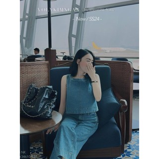 Set sn denim quần suông Louis.H