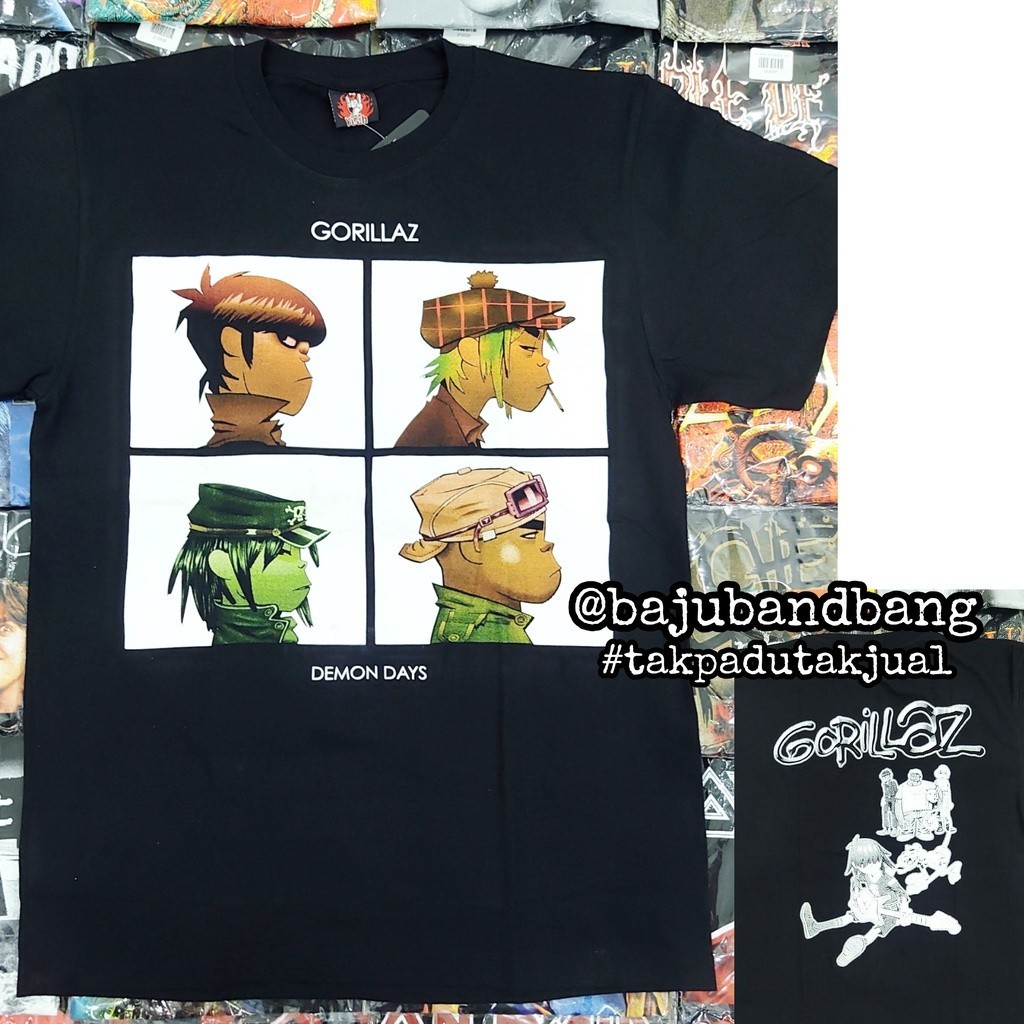 2024Gorillaz demon days baju band tshirt rock metal vintage | Đá nóng | Rock vâng | 585 rock band tee lelaki black large