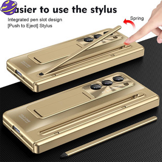 Vỏ điện thoại gấp doanh nghiệp mới có hộp đựng bút Thích hợp cho Samsung Galaxy Z Fold 6 5 4 Gói đầy đủ có vỏ phim bảo vệ kính Vỏ cứng bản lề họa tiết CD cao cấp