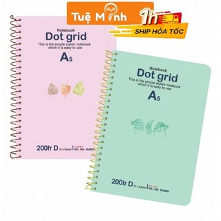 Sổ Klong B5 200 trang VPPTUEMINH giấy chấm Dot Grid Bìa pastel lò xo kép, vở KLong MS 962