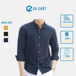 Áo Đũi Sơ Mi Nam Dài Tay GU CHẤT, Cổ Tàu Túi Ngực, Chất Vải Đũi Sang Trọng Lịch Sự GUD05