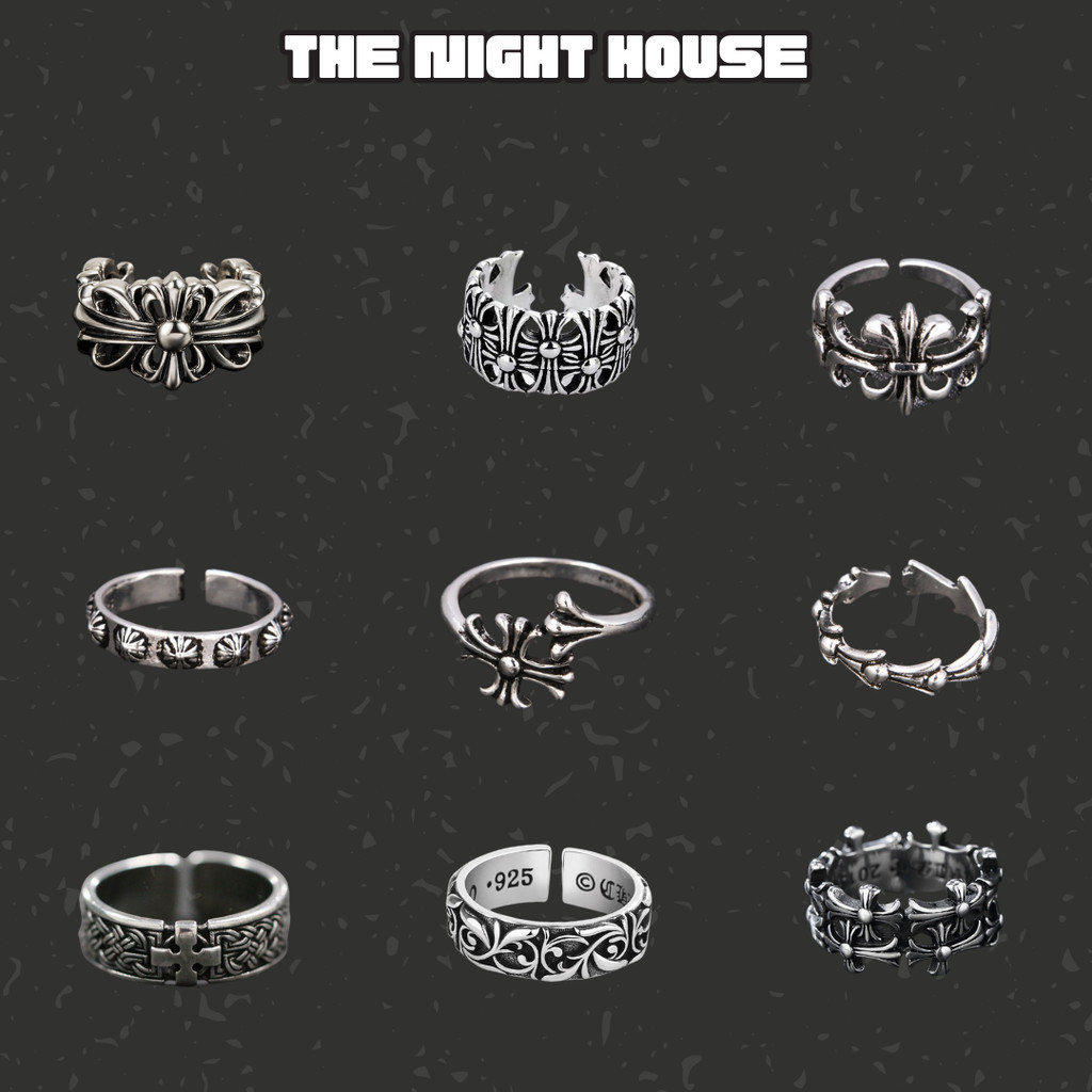Nhẫn Kiểu CH Phong Cách Retro Cho Nam Và Nữ  Nhẫn CH Uniex Bằng Thép Titan Không Gỉ Thời Trang The Night House