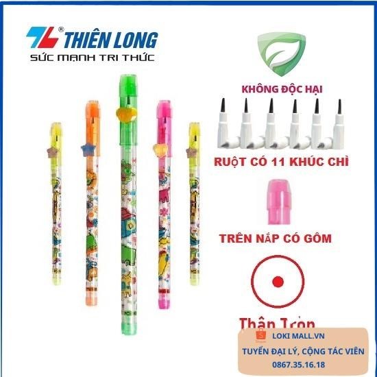 Bút chì khúc Thiên Long PC-09 - Bút chì đốt cho bé viết chì đốt viết chì khúc HB có tẩy, viết chì học sinh - Loki Home