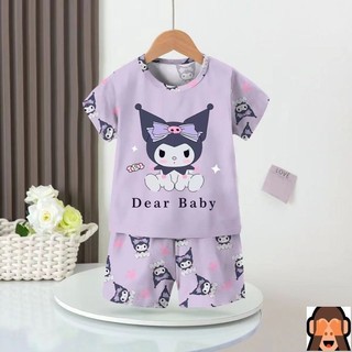 Bộ đồ ngủ trẻ em, Bộ đồ ngủ mỏng tay ngắn hoạt hình phong cách công chúa mùa hè, Đồ mặc gia đình điều hòa không khí cho trẻ em cỡ vừa