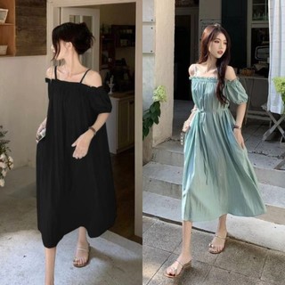 Váy 2 dây Váy trễ vai Váy đi biển Váy cottagecore Đầm dài Phong Cách Mới Đi Biển Kỳ Nghỉ Mùa Hè Rời Giữa Chiều Dài Váy Một Vai