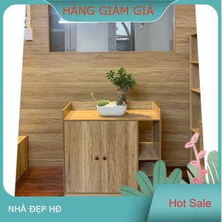 HỎA TỐC - Tủ Giày Gỗ, Kệ Để Dép Đa Năng 2 GIAN MÀU GỖ