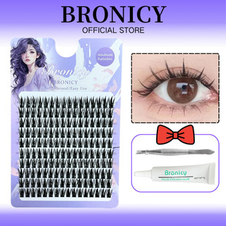 Lông Mi Giả BRONICY 10 Hàng Lúa Mì Dày Tự Nhiên Cụm Đơn Phân Đoạn Lông Mi Thân Mỏng