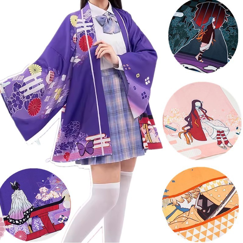 Anime Cosplay Trang Phục Demon Slayer Cloak Kimtsu No Yaiba Haori Kimono Agatsuma Zenitsu Kochou Shi
