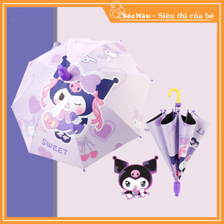 Ô Dù Hình Kuromi, Melody, Cinnamon Cán Dài Tặng Kèm Còi  Màu Hồng, Màu Tím Cho Bé Gái - Ô Dù Trẻ Em
