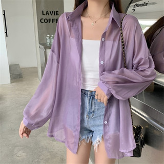 Áo Sơ Mi Nữ Mùa Hè Chống Nắng Mỏng Xuyên Ngọc Trai Voan Nhẹ Thoáng Khí Drape Áo
