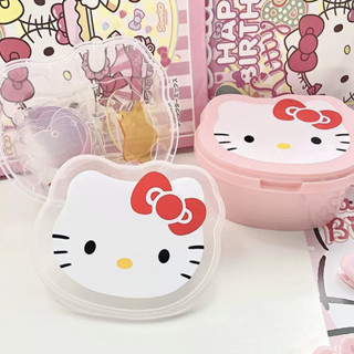 Hello Kitty Cat Series Hộp Bảo Quản Hoạt Hình Tóc Pin Ốp Đa Năng Puff Trường Hợp Sinh Viên Cô Gái Đồ Lặt Vặt Hộp Bảo Quản