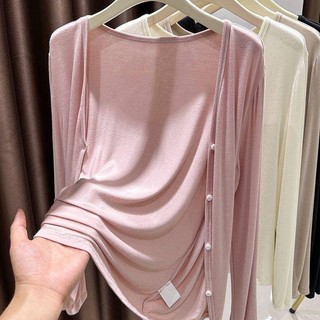 Size Lớn Mùa Hè Ngoài Da Quần Áo Áo Áo Cổ Chữ V Cardigan Áo Mỏng