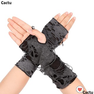 Găng Tay Dài Hở Ngón Màu Đen Phong Cách Gothic Hóa Trang Halloween