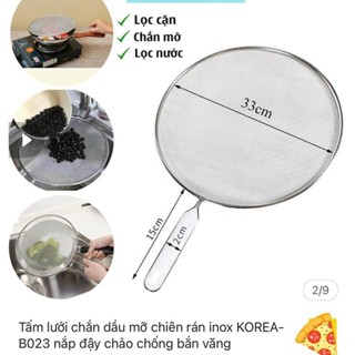 Nắp chắn văng dầu mỡ-Vỉ lưới chắn dầu mỡ chiên rán inox KOREA- B023 nắp đậy chảo chống bắn văng dầu