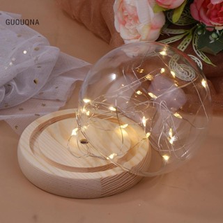 Guouqna Bóng đèn quả cầu thủy tinh chạy bằng pin thanh lịch có đế gỗ - Hộp trưng bày chống bụi cho bàn & đèn LED Đồ cố định GUOUqna