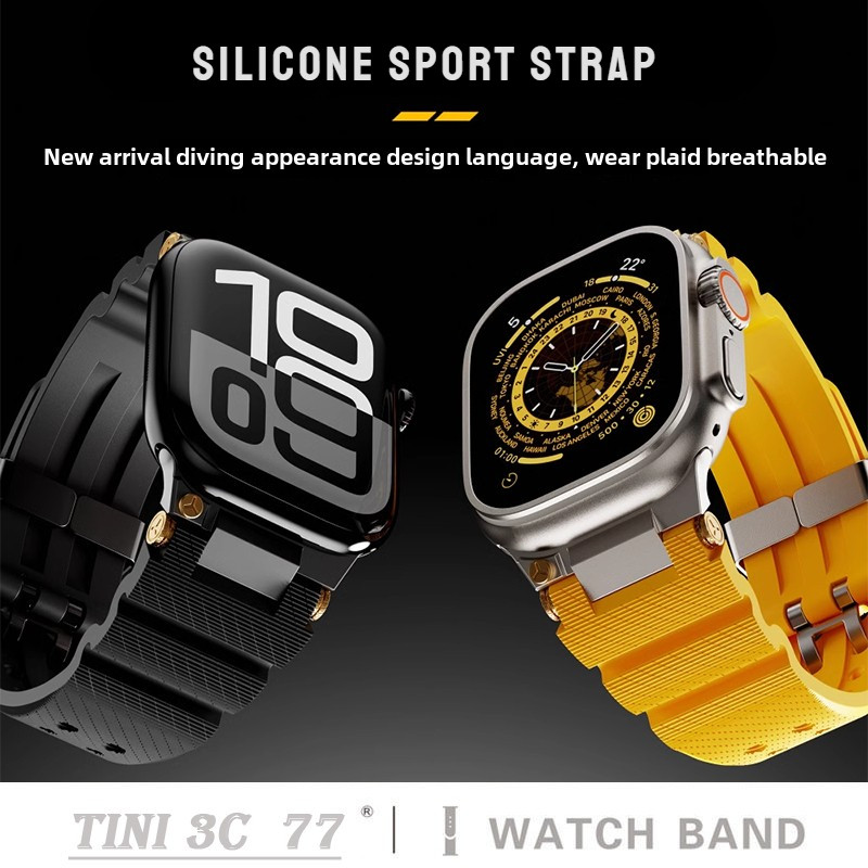 Dây đeo silicon thể thao cho iWatch Ultra 3 2 49mm iWatch Series 11 10 9 8 7 44mm 45mm 46mm Ultra3 D