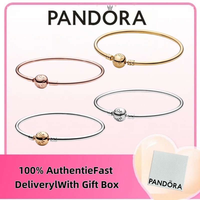 Miễn thuế 100% s925 trang sức bạc nguyên chất Pandora trang sức Pandora Moments Lắc tay 590713