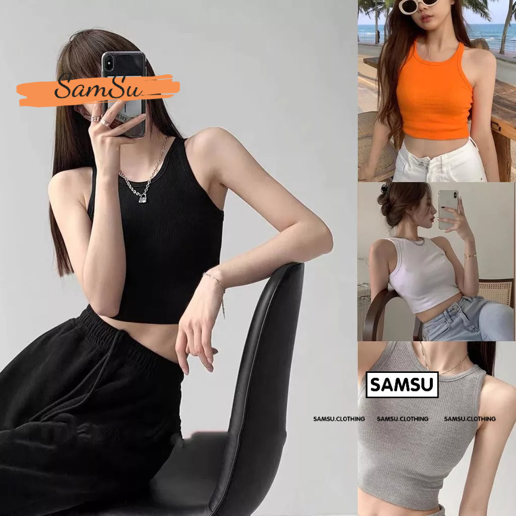 Áo Ba Lỗ nữ Croptop Ôm Body, Áo Crt Kiểu Trơn Chất Thun Gân Mềm Mại Co Dãn  GUVIA - ENVI