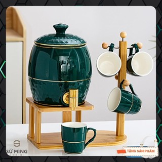 Bộ Bình Nước Cốc [BẮC ÂU] Giá Gỗ, phong cách Châu Âu tinh tế đẳng cấp, giao hàng an toàn nhanh chóng.