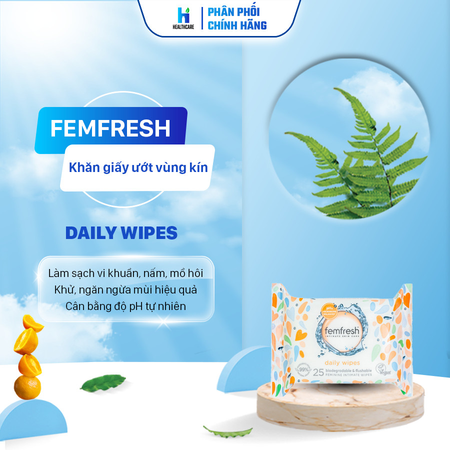 Khăn giấy ướt vùng kín Femfresh Intimate Skin Care Daily Wipes