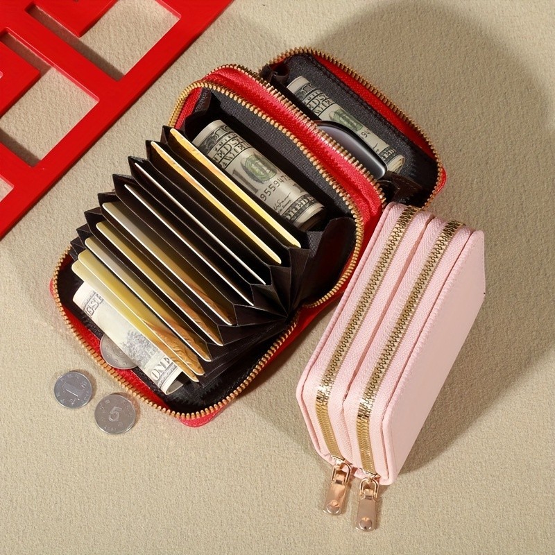 Ví nữ nhỏ gọn và cổ điển: Ví đựng tiền xu Nylon tròn có khóa kéo an toàn có khe cắm thẻ