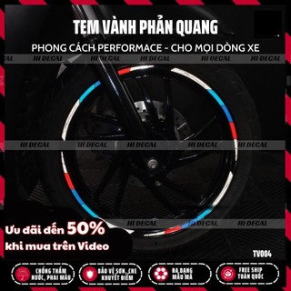 Tem dán vành phản quang Performance full 2 vành cho xe SH Wave Sirius |TV004| Decal tem phản quang cao cấp chống nước
