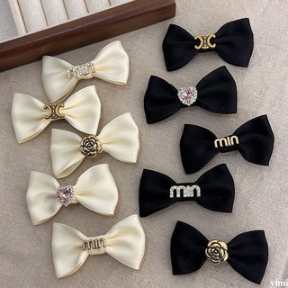 🔆kẹp tóc nơ bên hông màu đen bằng nhung sữa phong cách pháp cổ điển