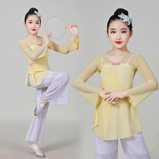 C4 / Trang phục khiêu vũ cổ điển dành cho trẻ em Quạt cổ điển Khiêu vũ Cơ thể Rhyme Gạc Nghệ thuật Thi Trang phục khiêu vũ Trung Quốc Trang phục thực hành cho bé gái Trang phục khiêu vũ quốc gia