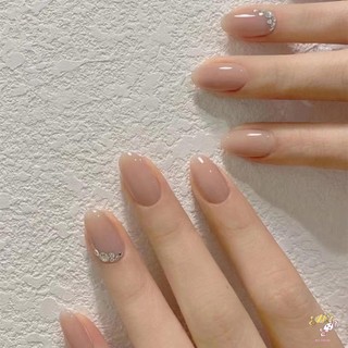 YADORNOS Móng tay giả khỏa thân đính kim cương giả với móng tay viền vô hại và mịn màng