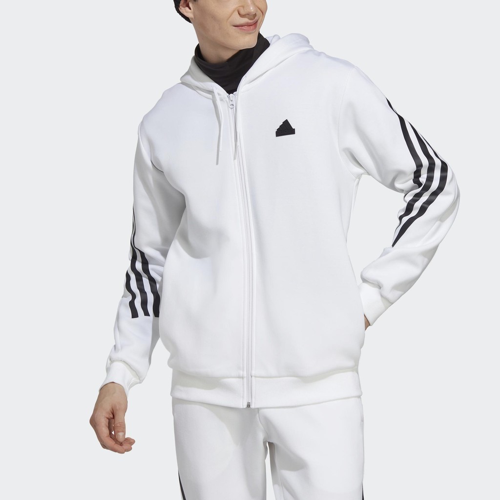 Adidas Phong cách sống Áo Hoodie Khóa Kéo 3 Sọc Future Icons Nam trắng IC8258
