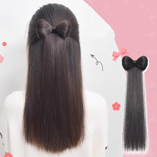 Nơ Thẳng Tự Nhiên Nửa Buộc Đuôi Ngựa Tóc Giả Nữ Thanh Lịch Kẹp Kiểu Bun Tóc Tự Nhiên Nối Dài