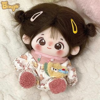  【Bingo Búp bê cotton 20 cm đồ chơi nhồi bông dễ thương  váy miễn phí  búp bê mặc quần áo búp bê hình người có tóc món quà yêu thích cho các bé gái  0284  