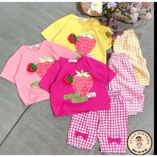 [8-22kg] Set áo croptop  vải gân tăm, quần cotton siêu cute, thích hợp mặc đi học, đi chơi (TT206)